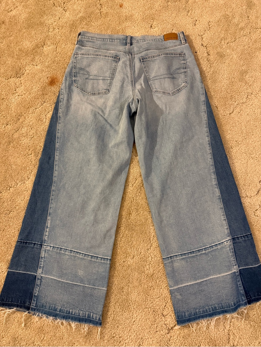 American Eagle Outfitters Light & Dark Blue Wide Leg Jeans - Picture 2 of 2
